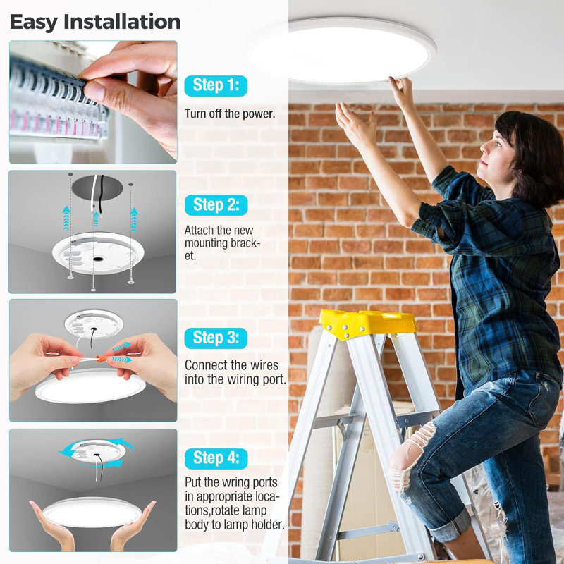 c g home 13 Inch Flush Mount Ceiling Light 3 Pack 3200LM 28W Ultra Slim LED Ceiling Light 3000K 4500K 6000K Selectable Low Profile Ceiling Light Fixture For Bedroom Kitchen Livingroom Wayfair